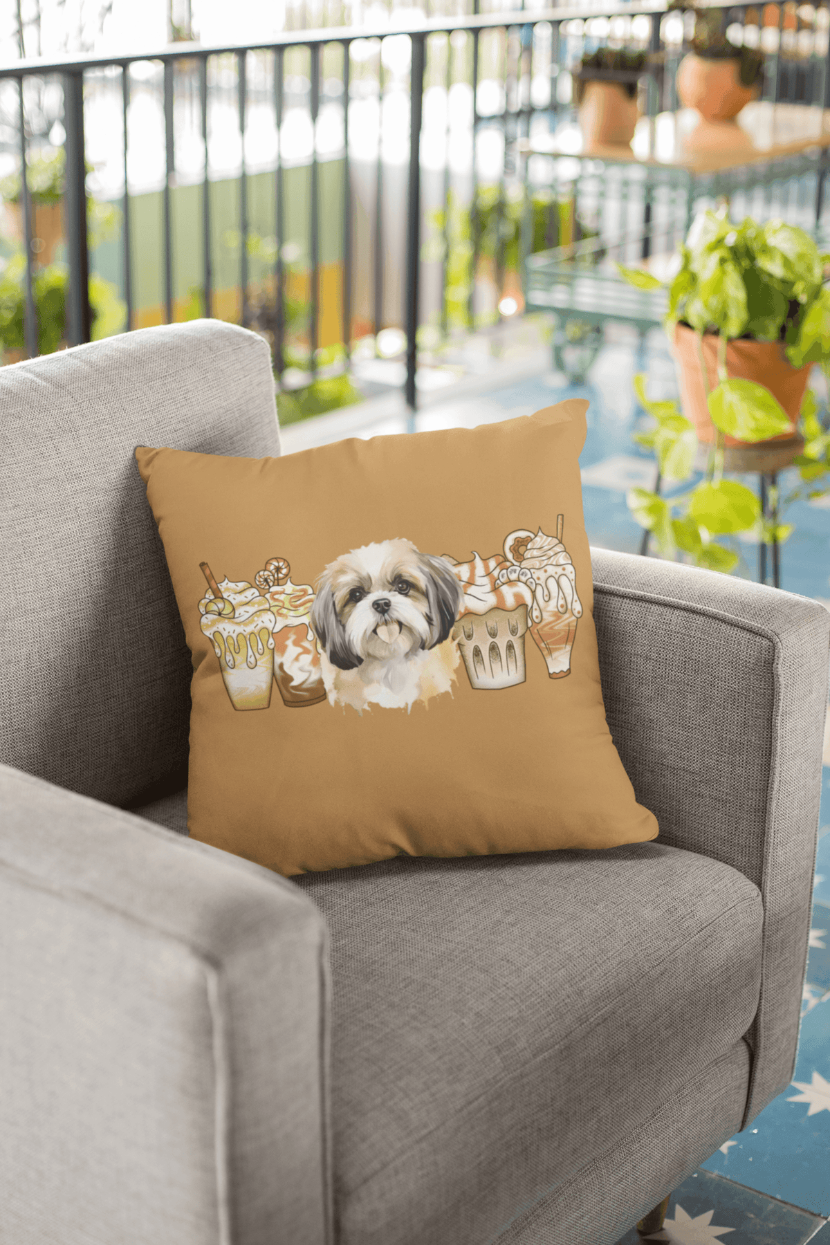 Shih Tzu With Ice Coffee Pillow - Shih Tzu Gifts