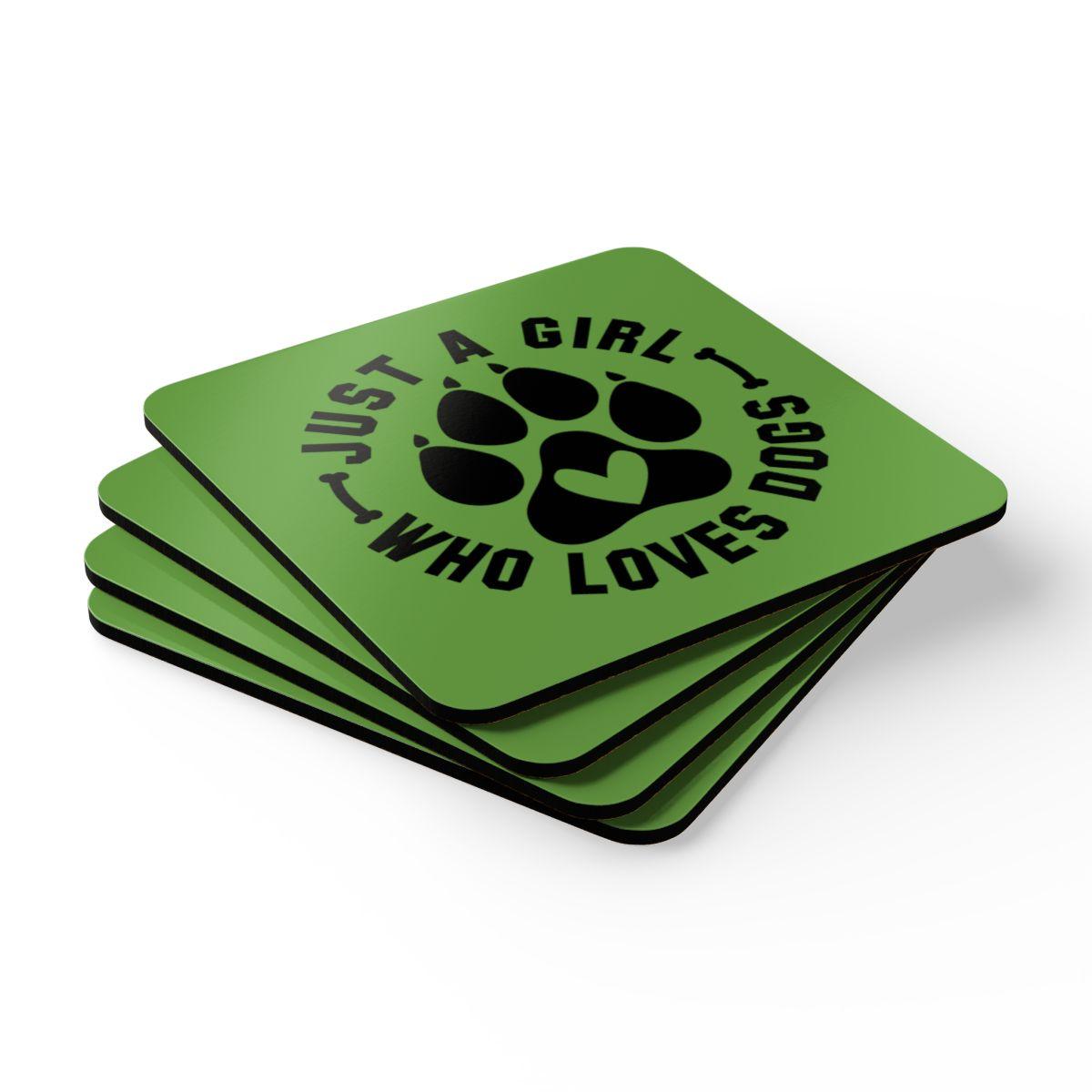 Just a Girl Who Loves Dogs Corkwood Coaster Set