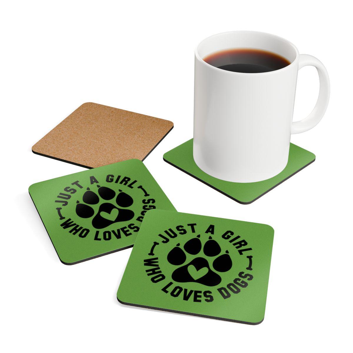 Just a Girl Who Loves Dogs Corkwood Coaster Set