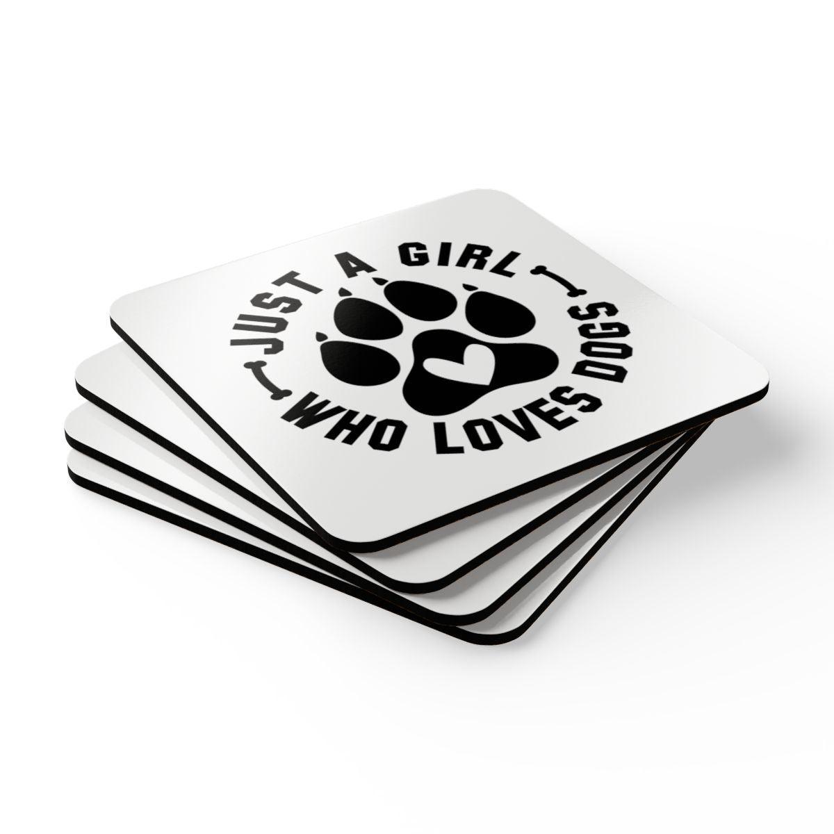 Just a Girl Who Loves Dogs Corkwood Coaster Set