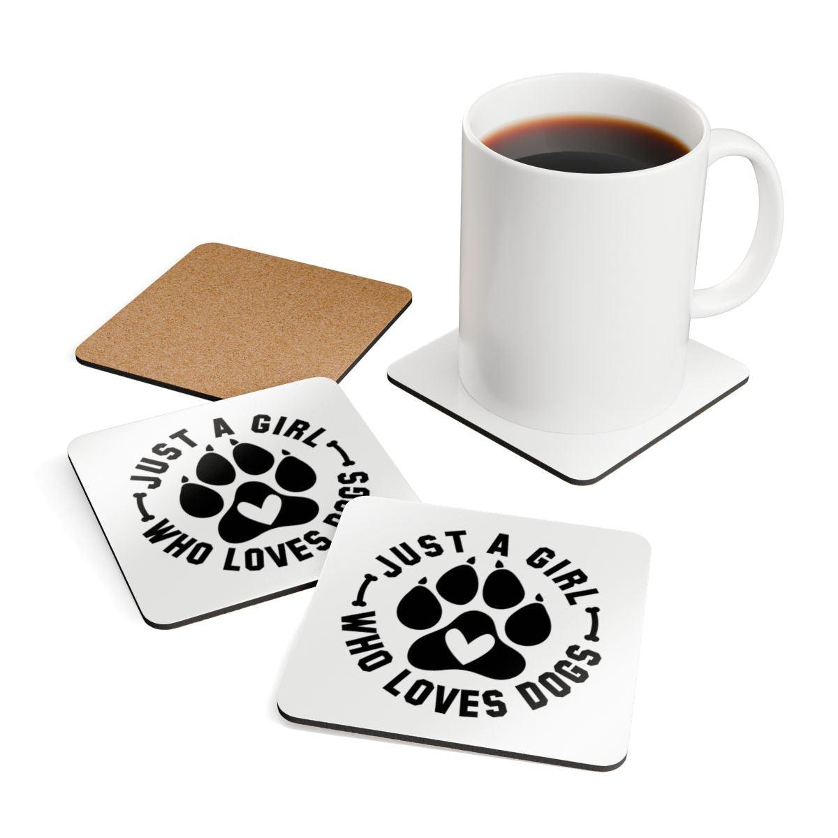 Just a Girl Who Loves Dogs Corkwood Coaster Set