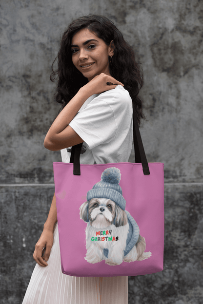 Merry Christmas Shih Tzu Tote Bag - Perfect Holiday Gift for Dog Lovers - Shih Tzu Gifts