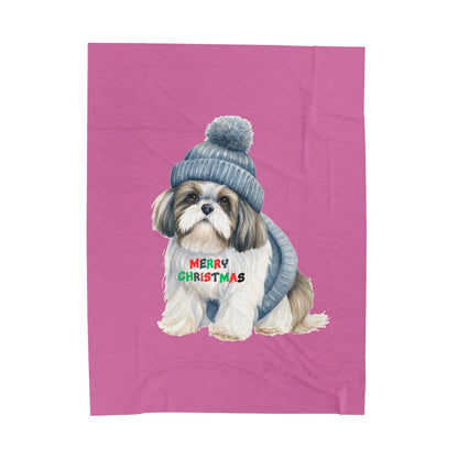 Cozy and Festive "Merry Christmas Shih Tzu" Blanket – Perfect Holiday Gift - Shih Tzu Gifts