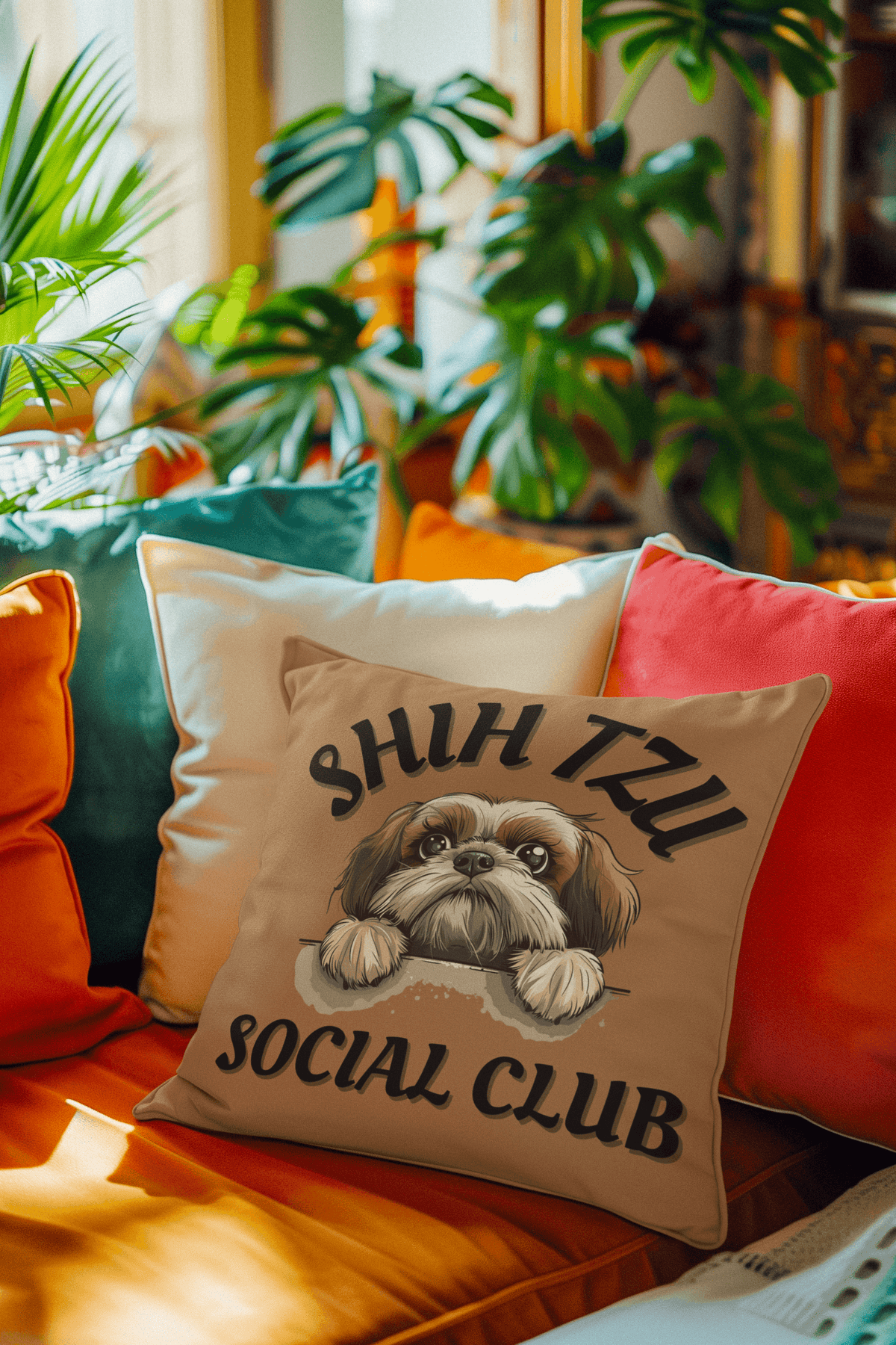 Shih Tzu Social Club Pillow - Shih Tzu Gifts