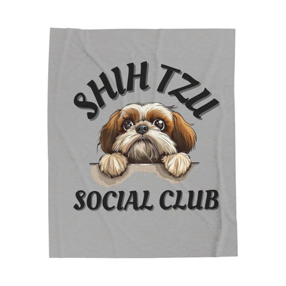 Shih Tzu Social Club Plush Blanket - Shih Tzu Gifts