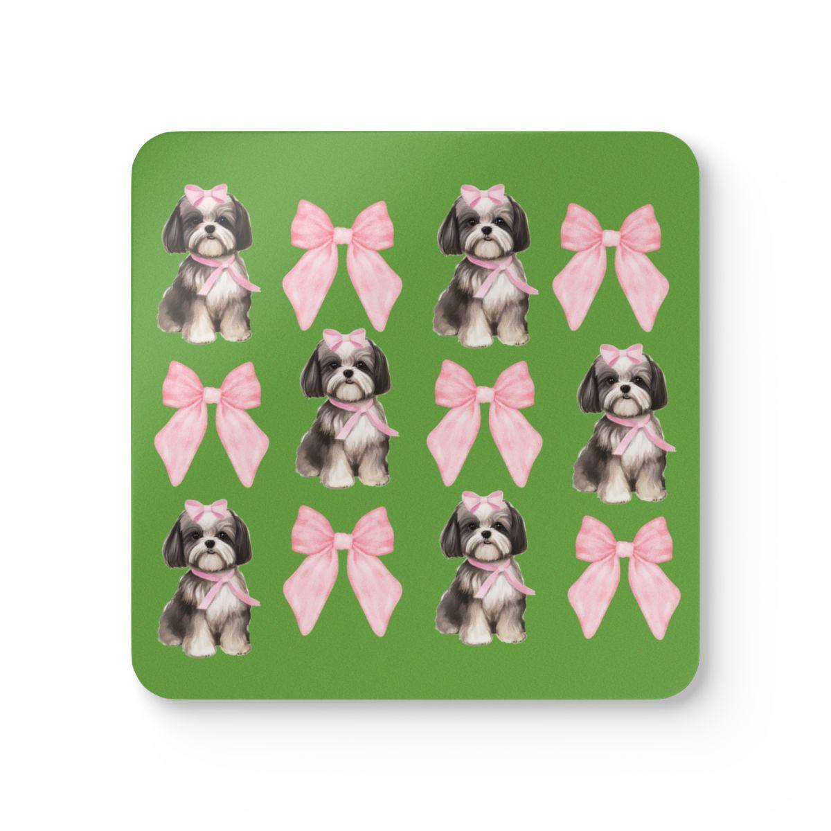 Shih Tzu with Pink Bows Coaster Set – Perfect Gift for Dog Lovers