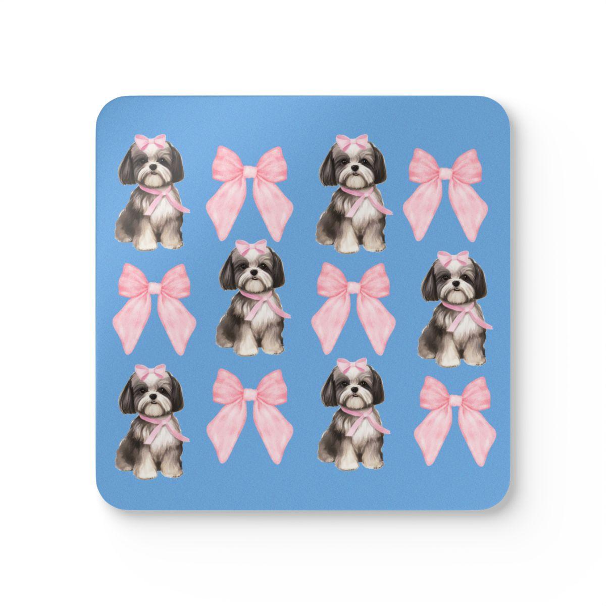 Shih Tzu with Pink Bows Coaster Set – Perfect Gift for Dog Lovers