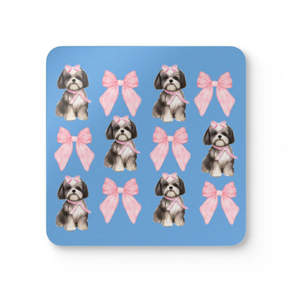 Shih Tzu with Pink Bows Coaster Set – Perfect Gift for Dog Lovers
