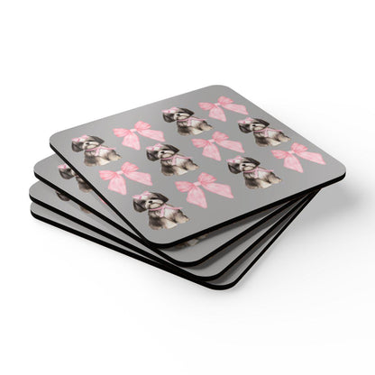 Shih Tzu with Pink Bows Coaster Set – Perfect Gift for Dog Lovers