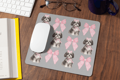 Shih Tzu with Pink Bows Mouse Pad – Cute Gift for Dog Lovers
