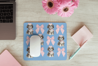 Shih Tzu with Pink Bows Mouse Pad – Cute Gift for Dog Lovers