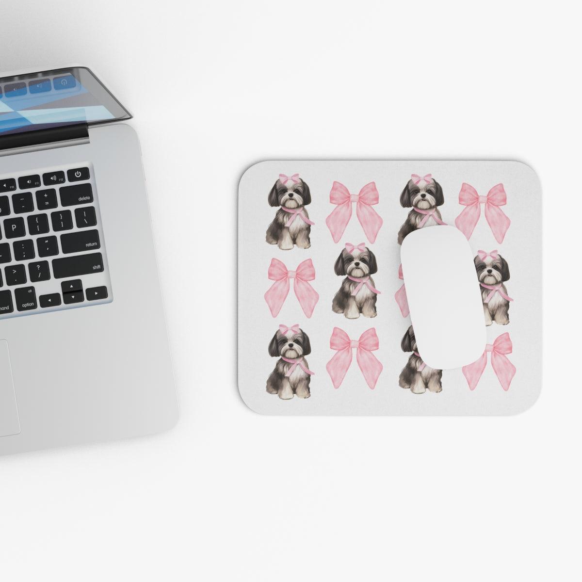 Shih Tzu with Pink Bows Mouse Pad – Cute Gift for Dog Lovers